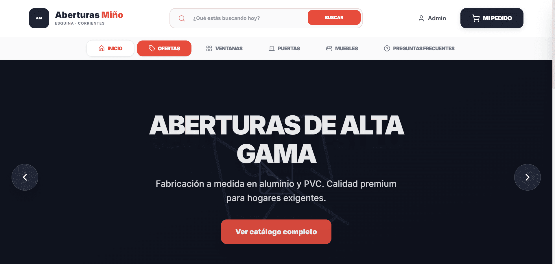 Aberturas Miño - E-commerce y Panel de Administración